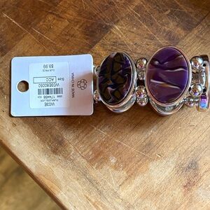 Woe Purple Oval Stretch Bracelet